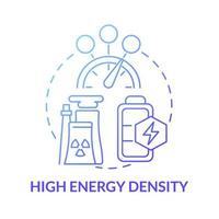 High energy density blue gradient concept icon. Nuclear energy advantage abstract idea thin line illustration. Enriched uranium. Production performance. Vector isolated outline color drawing