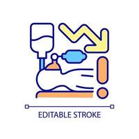 Critical condition RGB color icon. Intermittent mandatory ventilation. Artificial respiration. Emergency. Resuscitation. Isolated vector illustration. Simple filled line drawing. Editable stroke