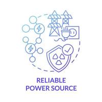 Reliable power source blue gradient concept icon. Nuclear energy advantage abstract idea thin line illustration. High capacity factor. Large-scale resource. Vector isolated outline color drawing