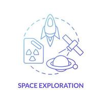 icono de concepto de gradiente azul de exploración espacial. Ilustración de línea delgada de idea abstracta de uso de energía nuclear. proporcionar energía eléctrica a las naves espaciales. dibujo de color de contorno aislado vectorial vector