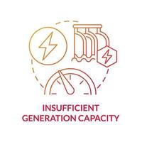 Insufficient generation capacity red gradient concept icon. Renewable energy disadvantage abstract idea thin line illustration. Intermittent power sources. Vector isolated outline color drawing