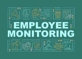 Employee monitoring methods word concepts banner. Tracking productivity. Infographics with linear icons on green background. Isolated creative typography. Vector outline color illustration with text