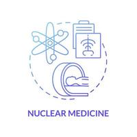 Nuclear medicine blue gradient concept icon. Nuclear energy usage abstract idea thin line illustration. Creating pictures of organs. Illnesses treatment. Vector isolated outline color drawing