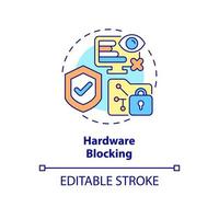 icono de concepto de bloqueo de hardware. Restricción para usar la computadora. seguridad del software de trabajo. supervisión de empleados idea abstracta ilustración de línea delgada. dibujo de color de contorno aislado vectorial. trazo editable vector