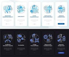 Renewable energy issues onboarding mobile app page screen. Outlay walkthrough 5 steps graphic instructions with concepts. UI, UX, GUI vector template with linear night and day mode illustrations