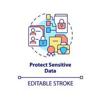 Protect sensitive data concept icon. Ensure safety of work information. Employee monitoring abstract idea thin line illustration. Vector isolated outline color drawing. Editable stroke