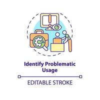 Identify problematic usage concept icon. Worker performance tracking. Employee monitoring abstract idea thin line illustration. Vector isolated outline color drawing. Editable stroke