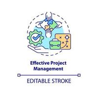 Effective project management concept icon. Organizing productive teamwork. Employee monitoring abstract idea thin line illustration. Vector isolated outline color drawing. Editable stroke