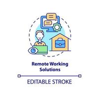 Remote working solutions concept icon. Distant job. Track productivity at home. Employee monitoring abstract idea thin line illustration. Vector isolated outline color drawing. Editable stroke