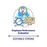 Employee performance evaluation concept icon. Assessing productivity. Worker monitoring abstract idea thin line illustration. Vector isolated outline color drawing. Editable stroke