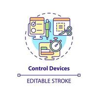 Control devices concept icon. Surveillance to track work performance. Employee monitoring abstract idea thin line illustration. Vector isolated outline color drawing. Editable stroke