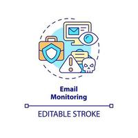 Email monitoring concept icon. Tracking messages for work safety control. Employee monitoring abstract idea thin line illustration. Vector isolated outline color drawing. Editable stroke