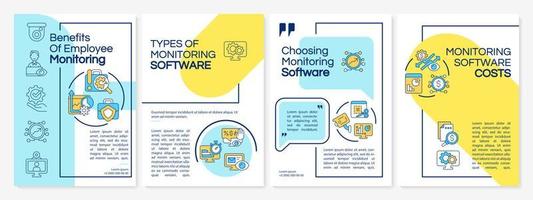 Benefits of employee monitoring colourful brochure template. Flyer, booklet, leaflet print, cover design with linear icons. Vector layouts for presentation, annual reports, advertisement pages