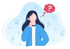 People Thinking to Make Decision, Problem Solving and Find Creative Ideas with Question Mark in Flat Cartoon Background for Poster Illustration vector