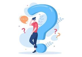 People Thinking to Make Decision, Problem Solving and Find Creative Ideas with Question Mark in Flat Cartoon Background for Poster Illustration vector