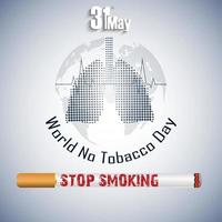 Stop smoking for 31st May the World No Tobacco Day vector