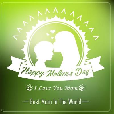 Happy Mother's Day with Silhouette of a mother and child Typographical Background