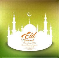 fondo de eid mubarak con mezquita de papel y luna creciente sobre fondo verde.vector vector