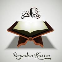 Open holy Islamic religious book Quran Shareef on shiny white background vector