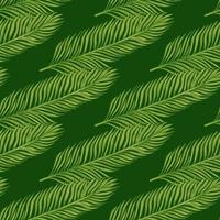 Palm leaves seamless pattern. Tropical branch in engraving style. vector