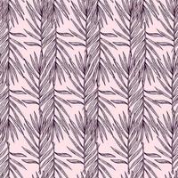 Palm leaves seamless pattern. Tropical branch in engraving style. vector