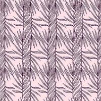 Palm leaves seamless pattern. Tropical branch in engraving style. vector