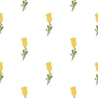 Tulips seamless pattern. Cute hand drawn flowers background. vector