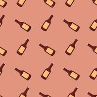 Bottle alcohol seamless pattern. Hand drawn background for menu. vector