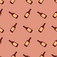 Bottle alcohol seamless pattern. Hand drawn background for menu. vector