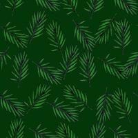 Palm leaves seamless pattern. Tropical branch in engraving style. vector