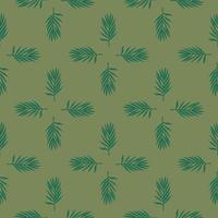 Palm leaves seamless pattern. Tropical branch in engraving style. vector