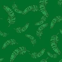 Banana leaves seamless pattern. Tropical branch in engraving style. vector