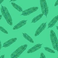 Palm leaves seamless pattern. Tropical branch in engraving style. vector