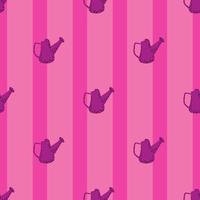 Watering can seamless pattern. Garden background. vector