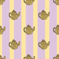 Vintage teapots seamless pattern. Background of teatime in hand drawn style. vector