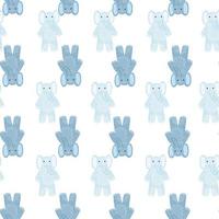 Cute elephant toy seamless pattern. Funny child playthings in doodle style. vector