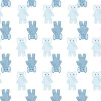 Cute elephant toy seamless pattern. Funny child playthings in doodle style. vector