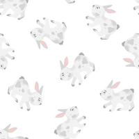 Happy Easter bunny vector seamless pattern. Spring background with rabbits or hares for textile, wallpaper or print design. Flat cartoon texture Illustration