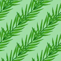 Palm leaves seamless pattern. Tropical branch in engraving style. vector