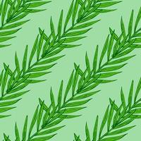 Palm leaves seamless pattern. Tropical branch in engraving style. vector