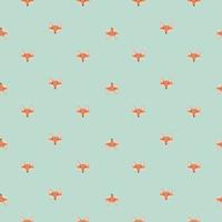 Fox pattern seamless in freehand style. Head animals on colorful background. Vector illustration for textile.