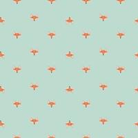 Fox pattern seamless in freehand style. Head animals on colorful background. Vector illustration for textile.