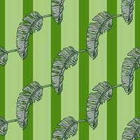 Banana leaves seamless pattern. Tropical branch in engraving style. vector