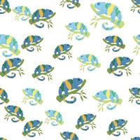 Chameleon seamless pattern. Background of tropical lizard. vector