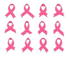 cinta rosa cruzada símbolo del día mundial del cáncer de mama aislado en un fondo blanco vector