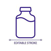 Dose of covid vaccine RGB color icon. Bottle of milk. Vaccine delivery. Reusable glass bottle. Flu shots. Pharmacy networks. Isolated vector illustration. Simple filled line drawing. Editable stroke