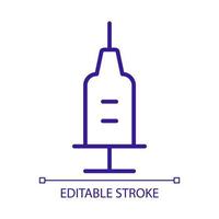 Sterile syringe with needle RGB color icon. Previously sterilized instrument for vaccination. Disposable syringe. Isolated vector illustration. Simple filled line drawing. Editable stroke