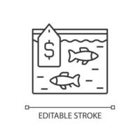 Live fish trade linear icon. Fresh catch selling. Aquarium and ornamental fish. Consumers demand. Thin line customizable illustration. Contour symbol. Vector isolated outline drawing. Editable stroke