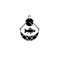 Overfishing black glyph icon. Depletion of species. Excessive amount of seafood harvest. Ecosystem exhaustion. Commercial fishery. Silhouette symbol on white space. Vector isolated illustration