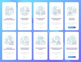 Nature preservation onboarding mobile app page screen set. Pollution reduction walkthrough 10 steps graphic instructions with concepts. UI, UX, GUI vector template with linear color illustrations